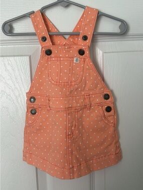 Carter's Coral Polka Dot Denim Overall Skirt